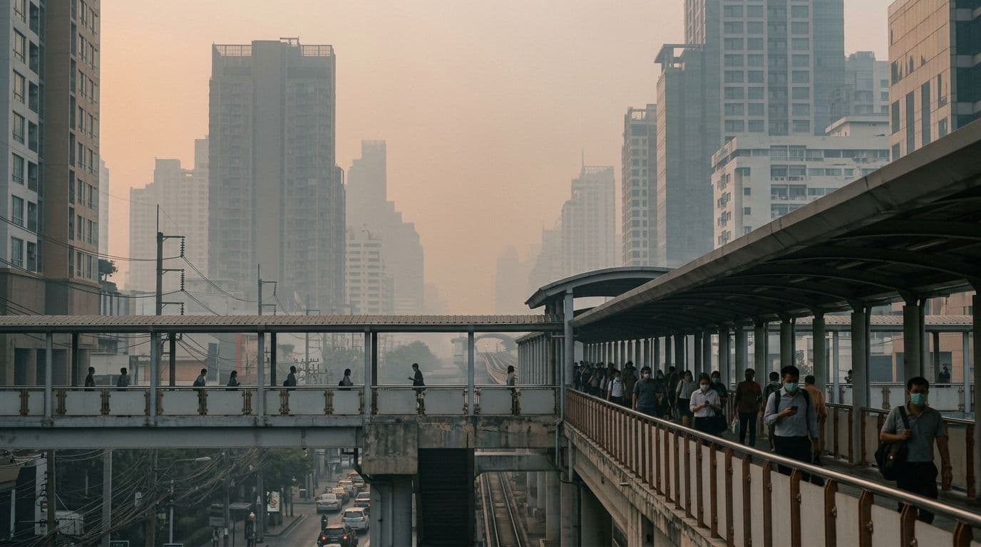 ตึกในกรุงเทพฯ ท่ามกลางฝุ่น PM2.5